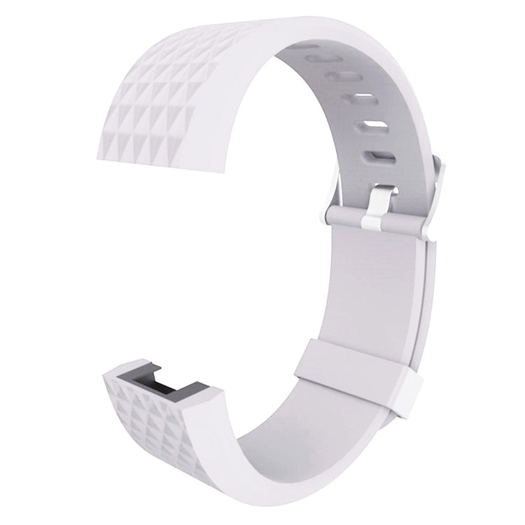 For Fitbit Charger 2 Bracelet Watch Diamond Texture TPU Watch Band, Full Length: 23cm(White) - Watch Bands by buy2fix | Online Shopping UK | buy2fix