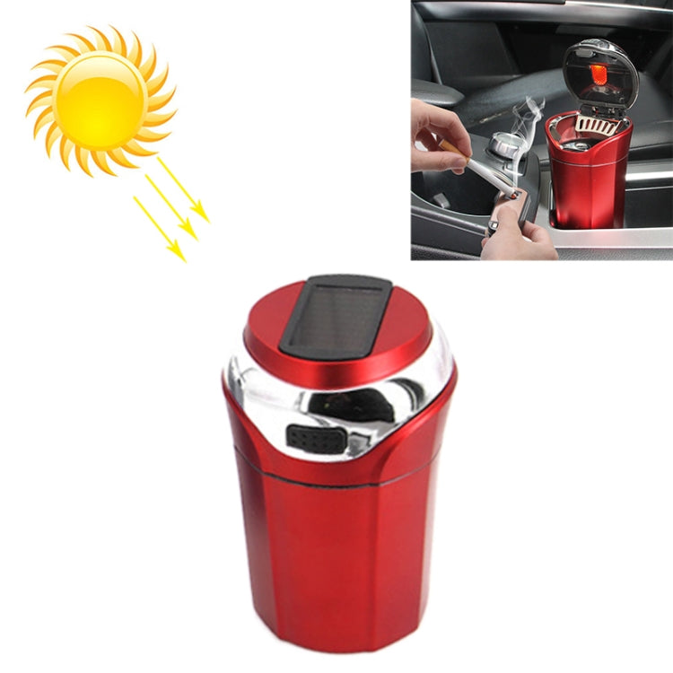 N12E Car Creative Ashtray Solar Power With Light And Cover With Cigarette Liighter (Red) - In Car by buy2fix | Online Shopping UK | buy2fix