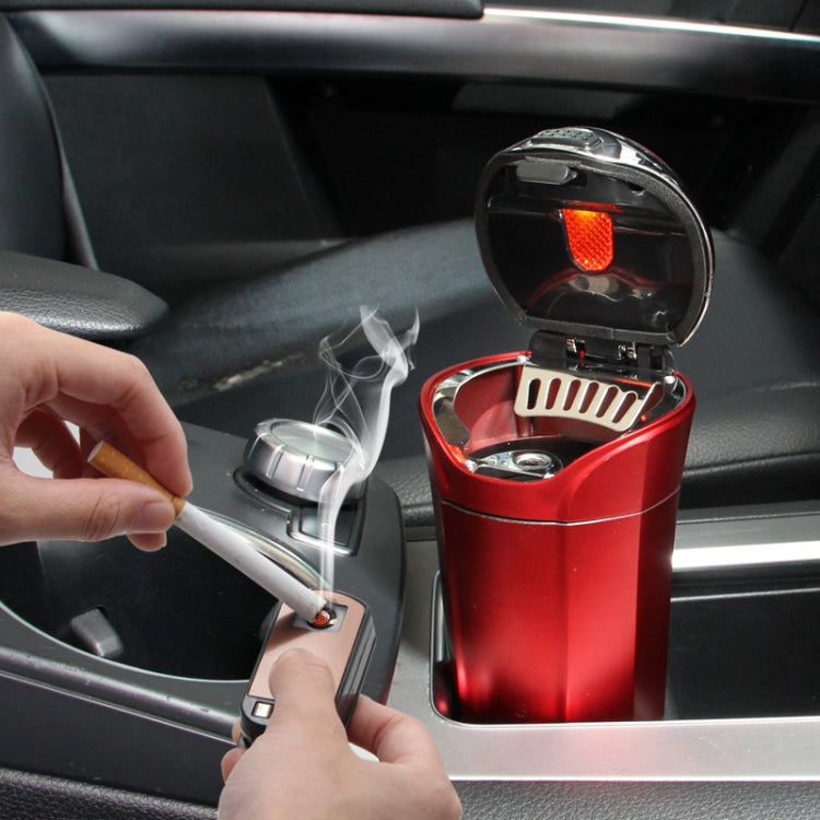 N12E Car Creative Ashtray Solar Power With Light And Cover With Cigarette Liighter (Red) - In Car by buy2fix | Online Shopping UK | buy2fix