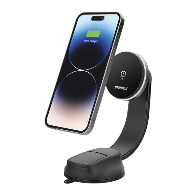 MOMAX CM25B Magnetic Wireless Charger Car Suction Cup Phone Holder - Wireless Charger Holders by MOMAX | Online Shopping UK | buy2fix