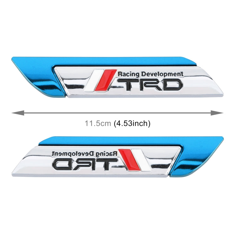 1 Pair Car Racing Development TRD Personalized Aluminum Alloy Decorative Stickers, Size: 11.5 x 2.5 x 0.5cm (Blue) - 3D Metal Sticker by buy2fix | Online Shopping UK | buy2fix