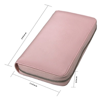 Antimagnetic RFID Large Capacity Long Style Genuine Leather Passport Package / Multifunctional and Many Card Slots Card Package(Pink) - Antimagnetic RFID Package by buy2fix | Online Shopping UK | buy2fix