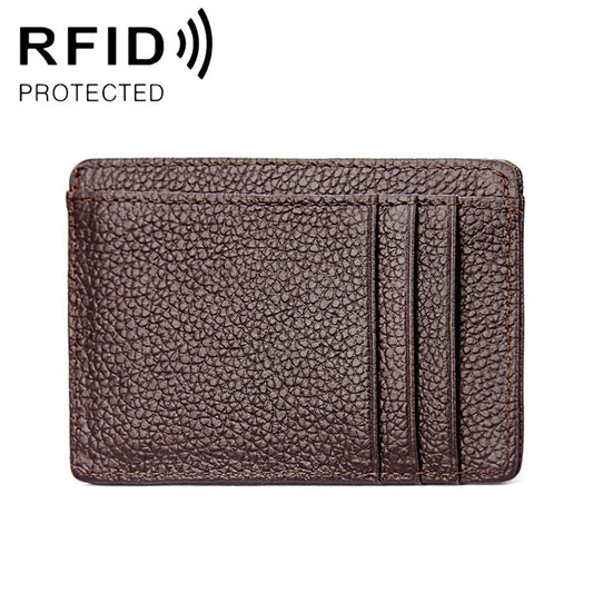 KB37 Antimagnetic RFID Litchi Texture Leather Card Holder Wallet Billfold for Men and Women (Coffee) - Antimagnetic RFID Package by buy2fix | Online Shopping UK | buy2fix