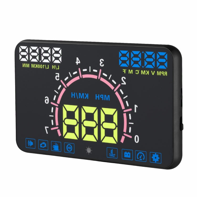 E350 5.8 inch Car HUD / OBD2 Vehicle-mounted Gator Automotive Head Up Display Security System with Multi-color LED, Support Car Real Speed & Turn Speed & Water Temperature & Oil Consumption & Driving  ... peed Alarm, Mile Switching, Light Sensor Functions - Head Up Display System by buy2fix | Online Shopping UK | buy2fix