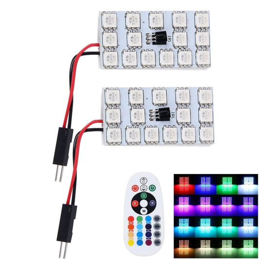 2 PCS Colorful 41MM T10 + Bicuspid Port Remote Control Car Dome Lamp LED Reading Light with 15 LED Lights - Dome Lights by buy2fix | Online Shopping UK | buy2fix