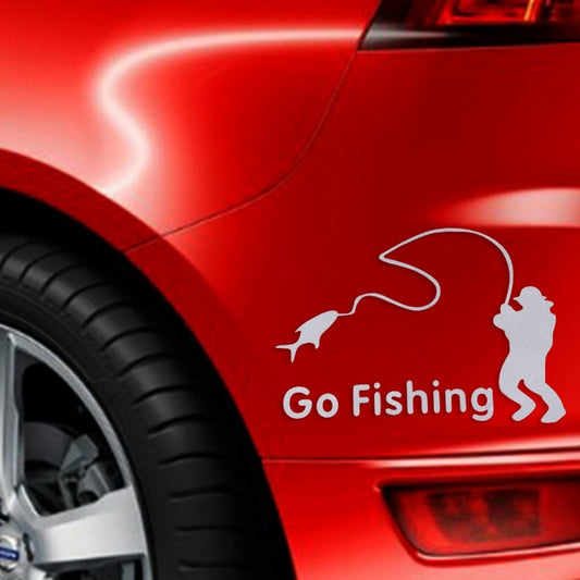 Go Fishing Styling Reflective Car Sticker, Size: 14cm x 9.5cm(Silver) - Decorative Sticker by buy2fix | Online Shopping UK | buy2fix