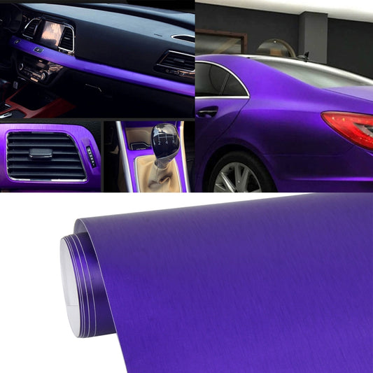 1.52 * 0.5m Waterproof PVC Wire Drawing Brushed Chrome Vinyl Wrap Car Sticker Automobile Ice Film Stickers Car Styling Matte Brushed Car Wrap Vinyl Film (Purple) - Auto Film by buy2fix | Online Shopping UK | buy2fix