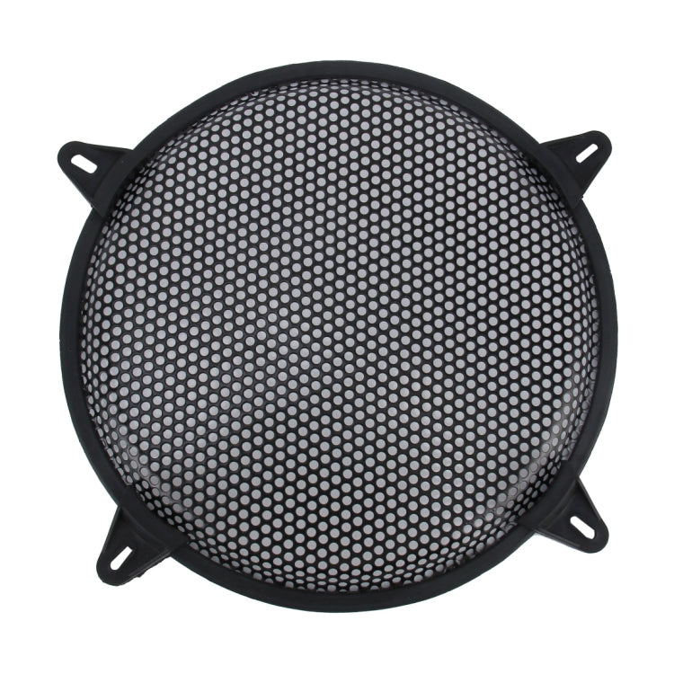 12 inch Car Auto Metal Mesh Black Round Hole Subwoofer Loudspeaker Protective Cover Mask Kit with Fixed Holder - In Car by buy2fix | Online Shopping UK | buy2fix
