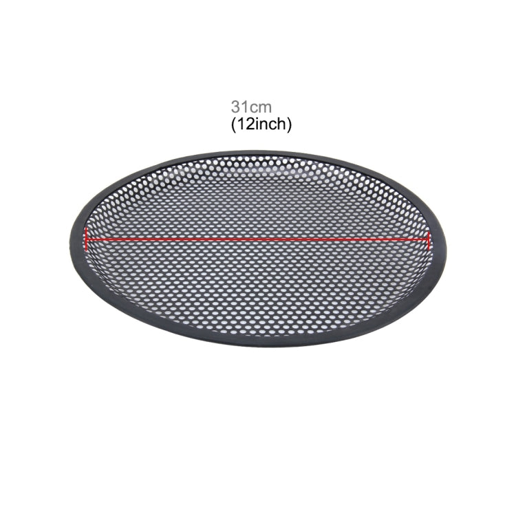 12 inch Car Auto Metal Mesh Black Round Hole Subwoofer Loudspeaker Protective Cover Mask Kit with Fixed Holder - In Car by buy2fix | Online Shopping UK | buy2fix