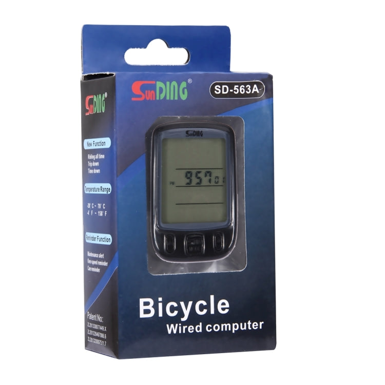 SunDing SD-563B Multifunction Wired LCD Screen Waterproof Bicycle Computer Odometer Speedometer withLight Control Backlight Function - Outdoor & Sports by buy2fix | Online Shopping UK | buy2fix