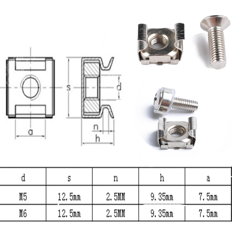 100 Sets M5 M6 Square Hole Hardware Cage Nuts & Mounting Screws Washers for Server Rack and Cabinet - In Car by buy2fix | Online Shopping UK | buy2fix