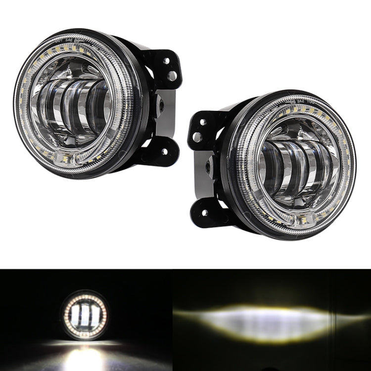 2 PCS DC12V-30V / 30W / 3A / 1440LM 12LEDs  4 inch Car LED Colorful Fog Light, Style: White Background (White Light) - In Car by buy2fix | Online Shopping UK | buy2fix