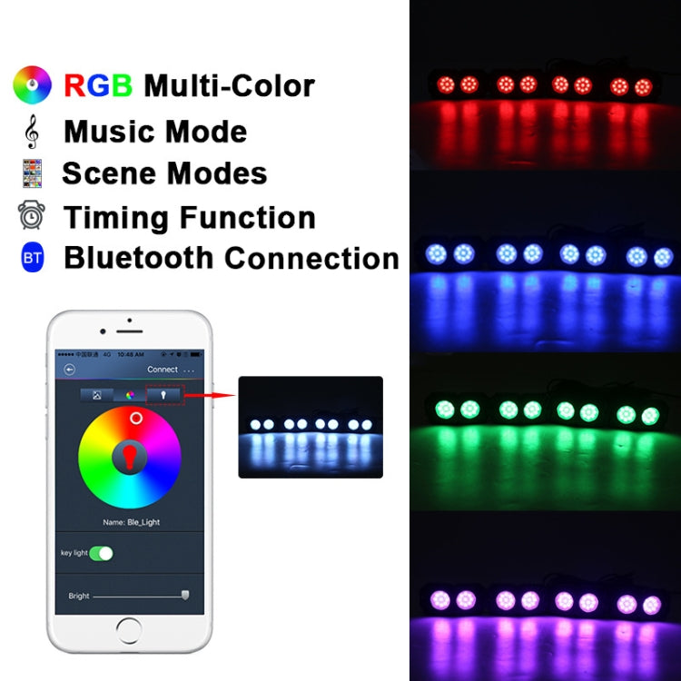 DC12-24V 18/27/36W 8 in 1 Dual-row RGB Mobile Phone Bluetooth APP Control Car Bottom Light / Chassis Light / Yacht Deck Light - In Car by buy2fix | Online Shopping UK | buy2fix