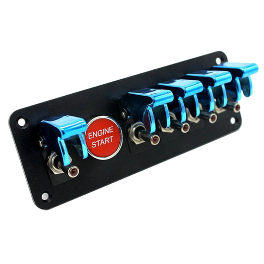 12V Universal Car One-key Start Button Modified Racing LED Light Rocker Switch Panel (Blue) - In Car by buy2fix | Online Shopping UK | buy2fix
