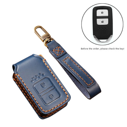 Hallmo Car Cowhide Leather Key Protective Cover Key Case for Honda 2-button(Blue) -  by Hallmo | Online Shopping UK | buy2fix