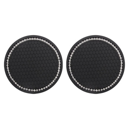 2 PCS Car Diamond Anti-skid Soft Rubber Water Cup Mat(Black) - In Car by buy2fix | Online Shopping UK | buy2fix