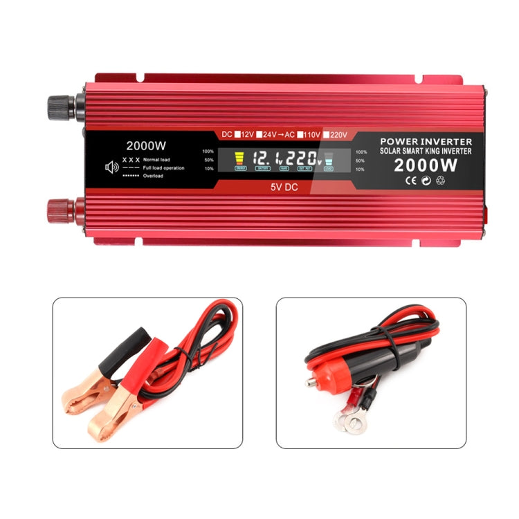 Carmaer Universal 12V to 220V 2000W Car LCD Display Inverter Household Power Converter - In Car by buy2fix | Online Shopping UK | buy2fix