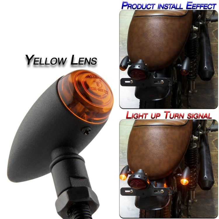 2 PCS KC805 Motorcycle Retro Metal Turn Signal Light (Yellow) - In Car by buy2fix | Online Shopping UK | buy2fix