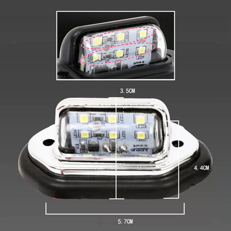 2 PCS MK-257 Car Van Bus Trailer LED Taillight Side Light 12-30V 6LEDs License Plate Light (Silver) - In Car by buy2fix | Online Shopping UK | buy2fix