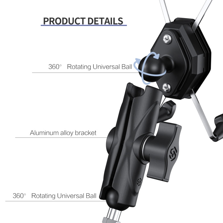 ZH-1558C1 Motorcycle M8 Ball Joint X-shape Aluminum Alloy Phone Holder - In Car by buy2fix | Online Shopping UK | buy2fix