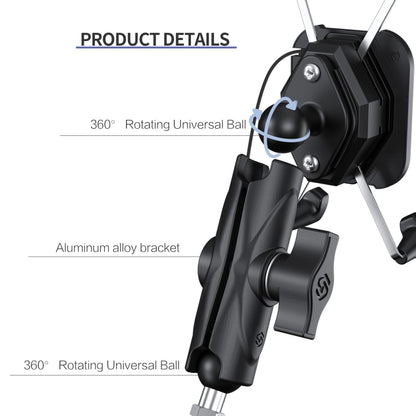 ZH-1558D2 Motorcycle M10 Ball Joint X-shape Aluminum Alloy Qi Wireless Charging Phone Holder - In Car by buy2fix | Online Shopping UK | buy2fix