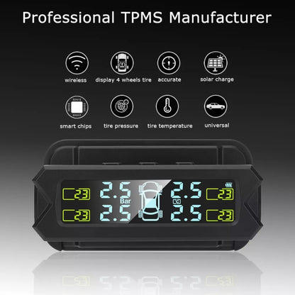 Car High Precision Solar Charging Tire Pressure Monitoring System TPMS, Built-in Beep Sensor - In Car by buy2fix | Online Shopping UK | buy2fix