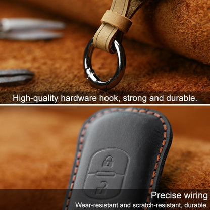 For Mazda Old Style Car Cowhide Leather Key Protective Cover Key Case, Three Keys Version (Black) - In Car by buy2fix | Online Shopping UK | buy2fix