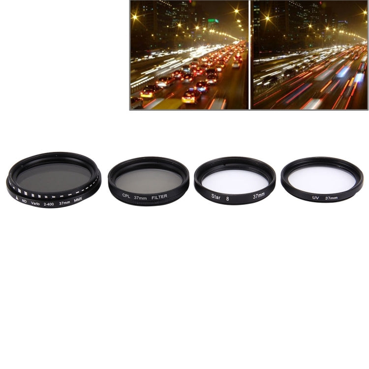 JUNESTAR 4 in 1 Proffesional 37mm Lens Filter(CPL + UV + ND2-400 + Star 8) for GoPro & Xiaomi Xiaoyi Yi Sport Action Camera - Lens Filter by JSR | Online Shopping UK | buy2fix