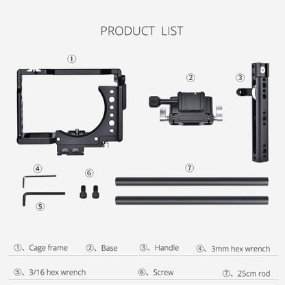 YELANGU CA7 YLG0908A-A Handle Video Camera Cage Stabilizer for  Sony A7K & A7X & A73  & A7S & A7R & A7RII & A7SII(Black) - Camera Accessories by YELANGU | Online Shopping UK | buy2fix