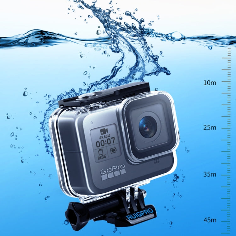 RUIGPRO for GoPro HERO8 Black 45m Waterproof Housing Protective Case with Buckle Basic Mount & Screw(Transparent) - Waterproof Cases by RUIGPRO | Online Shopping UK | buy2fix