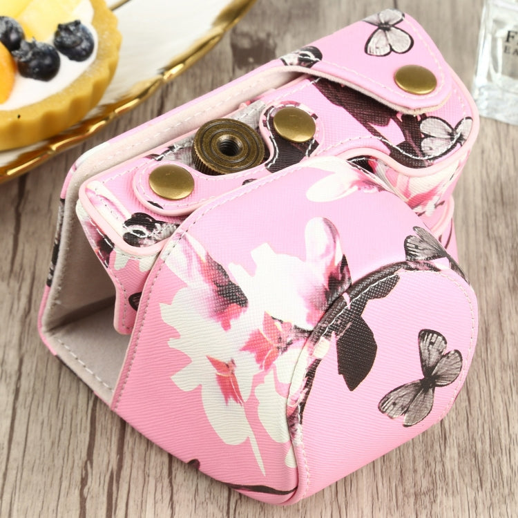 Flower Pattern PU Leather Camera Case for Sony A6000 / A6300 / A6400 / Nex 6 (Pink) - Camera Accessories by buy2fix | Online Shopping UK | buy2fix