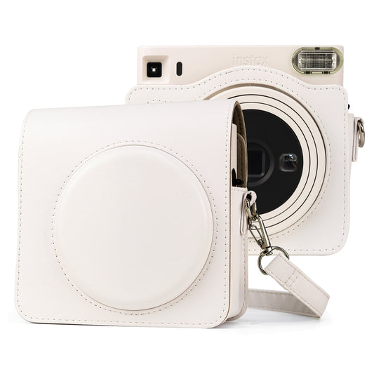 Full Body PU Leather Case Camera  Bag with Strap for FUJIFILM instax Square SQ1 (White) - Camera Accessories by buy2fix | Online Shopping UK | buy2fix