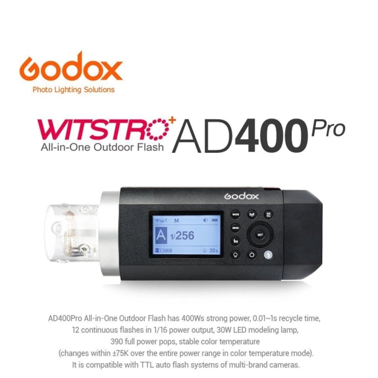 Godox  AD400 Pro WITSTRO 400Ws All-in-One Outdoor Flash 2.4GHz Speedlite Light(EU Plug) - Camera Accessories by Godox | Online Shopping UK | buy2fix