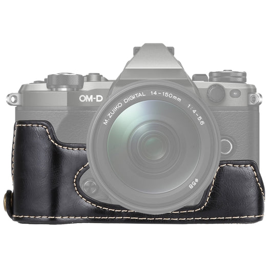 1/4 inch Thread PU Leather Camera Half Case Base for Olympus EM5 / EM5 Mark II (Black) - Camera Accessories by buy2fix | Online Shopping UK | buy2fix