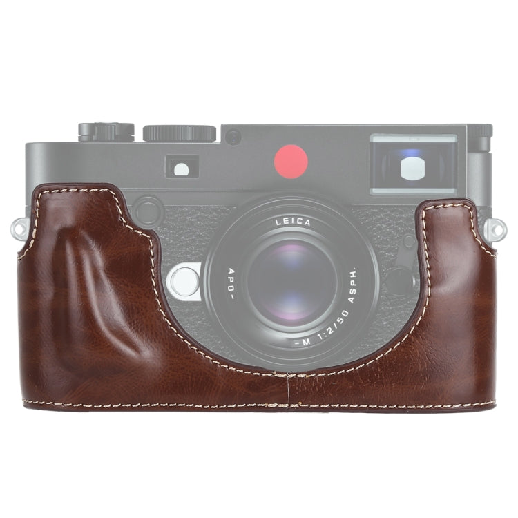 1/4 inch Thread PU Leather Camera Half Case Base for Leica M10 (Coffee) - Camera Accessories by buy2fix | Online Shopping UK | buy2fix
