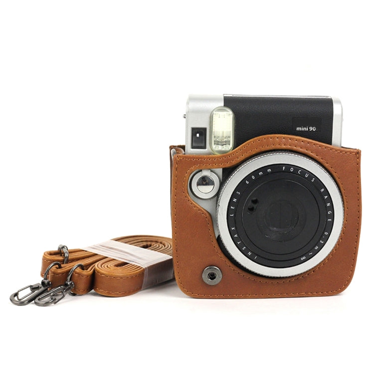 PU Leather Camera Protective bag for FUJIFILM Instax Mini 90 Camera, with Adjustable Shoulder Strap(Brown) - Camera Accessories by buy2fix | Online Shopping UK | buy2fix