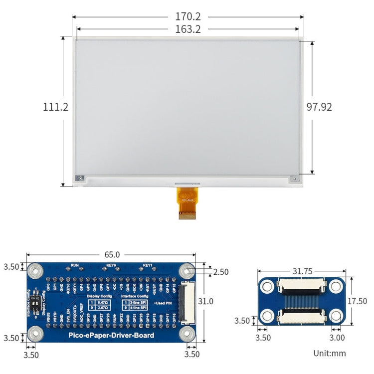 Waveshare 7.5 inch 800x480 Pixel Red Black White E-Paper E-Ink Display Module (B) for Raspberry Pi Pico, SPI Interface - Modules Expansions Accessories by WAVESHARE | Online Shopping UK | buy2fix