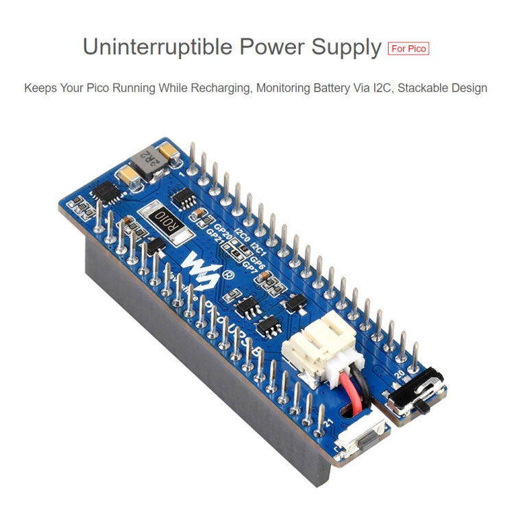 Waveshare UPS Module Uninterruptible Power Supply 600mAh Li-Po Battery Module Stackable Board for Raspberry Pi Pico - Modules Expansions Accessories by WAVESHARE | Online Shopping UK | buy2fix