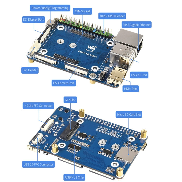 Waveshare Mini IO Board Lite Ver Mini-Computer Base Box with Metal Case & Cooling Fan for Raspberry Pi CM4(EU Plug) - Mini PC Accessories by WAVESHARE | Online Shopping UK | buy2fix