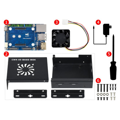 Waveshare Mini IO Board Lite Ver Mini-Computer Base Box with Metal Case & Cooling Fan for Raspberry Pi CM4(EU Plug) - Mini PC Accessories by WAVESHARE | Online Shopping UK | buy2fix