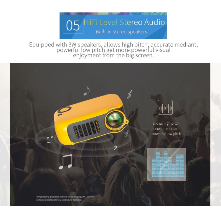 A2000 Portable Projector 800 Lumen LCD Home Theater Video Projector, Support 1080P, UK Plug (White) - Consumer Electronics by buy2fix | Online Shopping UK | buy2fix