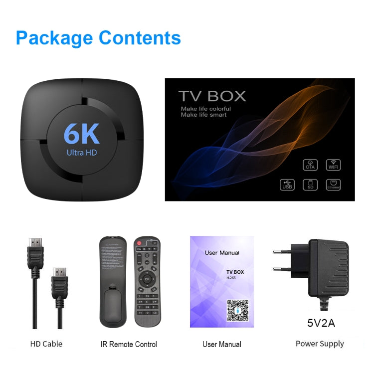 6K UHD Smart TV Box, Android 10.0, Allwinner H616 Quad Core, 2GB+8GB,EU Plug - Consumer Electronics by buy2fix | Online Shopping UK | buy2fix
