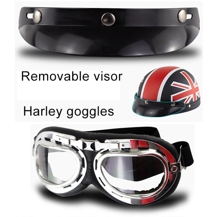 Soman Electromobile Motorcycle Half Face Helmet Retro Harley Helmet with Goggles(Bright White Red Star) - Helmets by SOMAN | Online Shopping UK | buy2fix