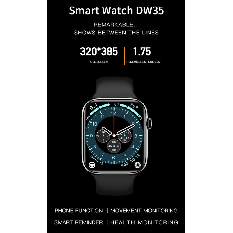 DW35 1.75 inch Full Screen IP67 Waterproof Smart Watch, Support Sleep Monitor / Heart Rate Monitor / Bluetooth Call(Blue) - Smart Wear by buy2fix | Online Shopping UK | buy2fix