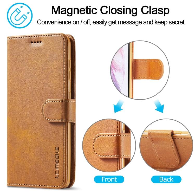 For Samsung Galaxy S21 5G LC.IMEEKE Calf Texture Horizontal Flip Leather Case with Holder & Card Slots & Wallet(Yellow) - Galaxy S21 5G Cases by LC.IMEEKE | Online Shopping UK | buy2fix