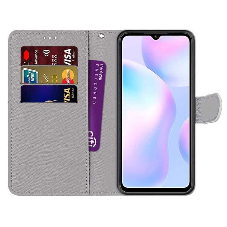 For Xiaomi Redmi 9A Coloured Drawing Cross Texture Horizontal Flip PU Leather Case with Holder & Card Slots & Wallet & Lanyard(Wood Red Rose) - Xiaomi Cases by buy2fix | Online Shopping UK | buy2fix