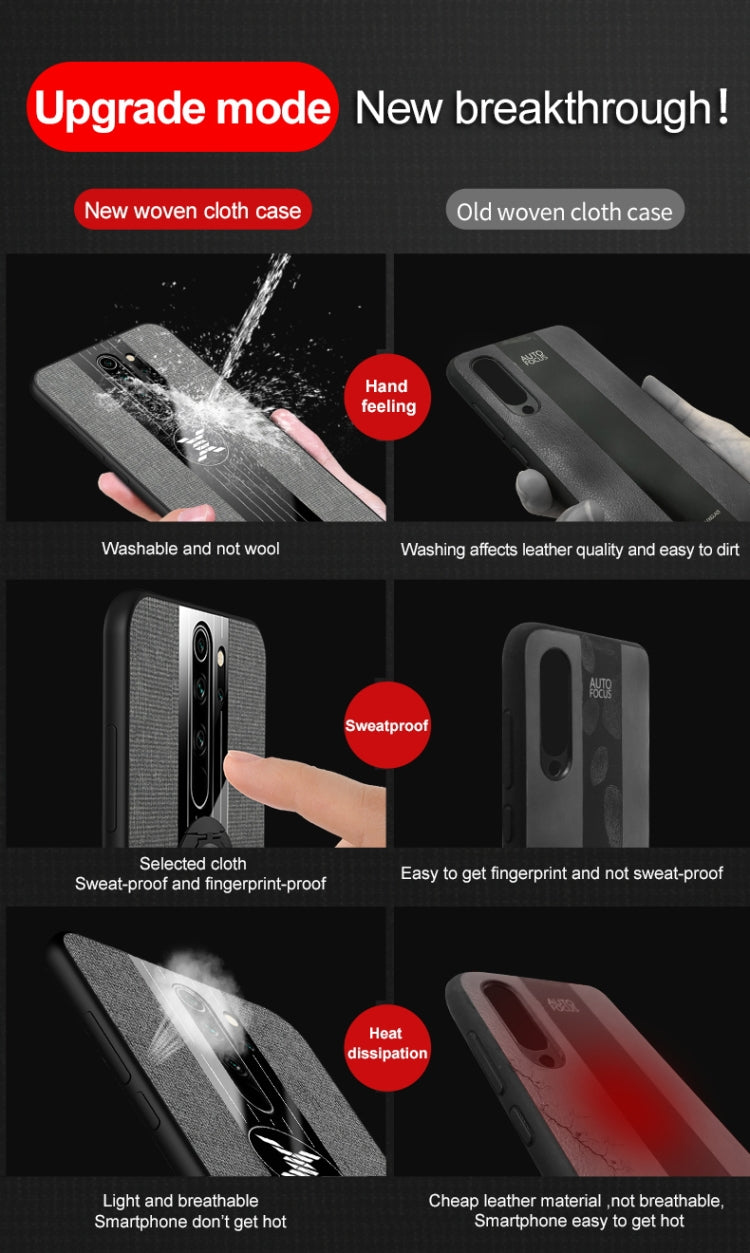 For Xiaomi Redmi Note 8 Pro XINLI Stitching Cloth Texture Shockproof TPU Protective Case with Ring Holder(Gray) - Xiaomi Cases by XINLI | Online Shopping UK | buy2fix