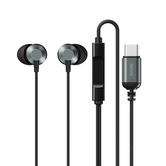 REMAX RM-512a USB-C / Type-C Metal  In-ear Wired Earphone, Support Music & Call, Not For Samsung Phones(Black) - Type-C Earphone by Galante | Online Shopping UK | buy2fix