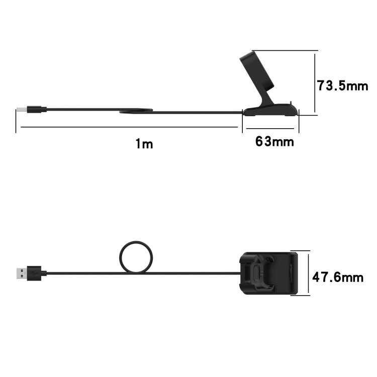 For Xiaomi Mi Watch Lite / Redmi Watch USB Vertical Magnetic Charger Holder with Data Function, Length: 1m(Black) - Charger by buy2fix | Online Shopping UK | buy2fix