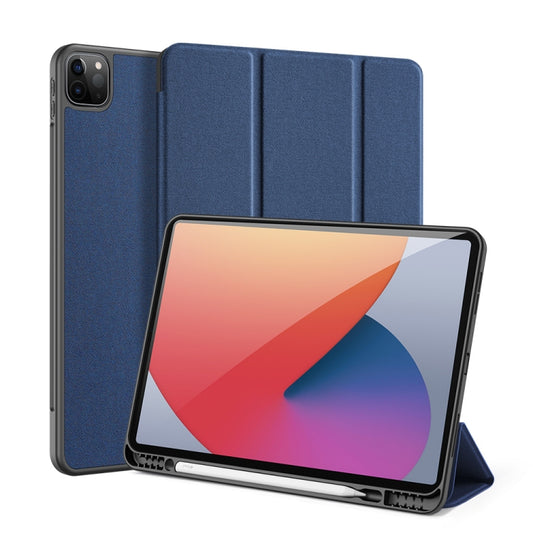 For iPad Pro 12.9 2022 / 2021 / 2020 DUX DUCIS Domo Series Horizontal Flip Magnetic TPU + PU Leather Tablet Case with Three-folding Holder & Pen Slot & Sleep / Wake-up Function(Blue) - iPad Pro 12.9 (2022/2021) Cases by DUX DUCIS | Online Shopping UK | buy2fix